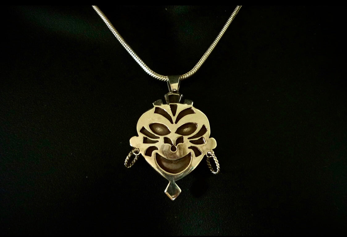 Silver Happy Mask Pendant