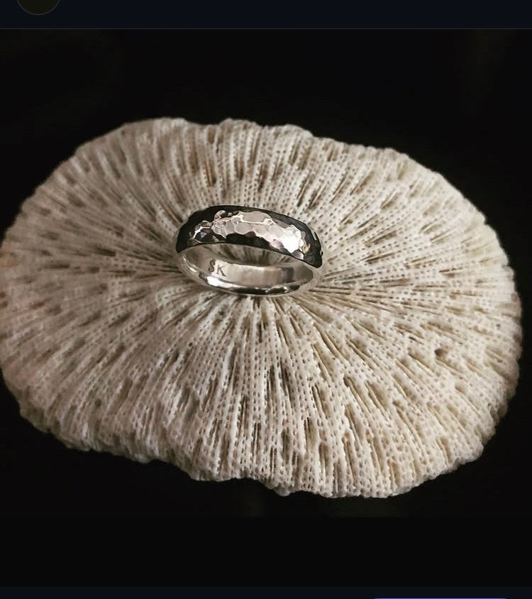 Beaten Solid Silver Ring