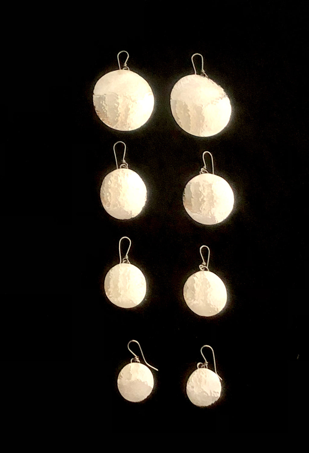 Boho Beaten Silver Disc Earrings