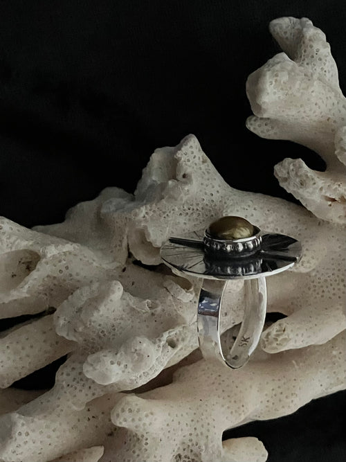 Gold Pearl & Silver Ring