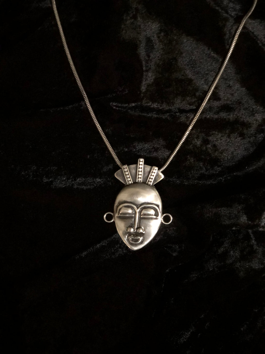 Stunning Silver Repoussè Mask Pendant