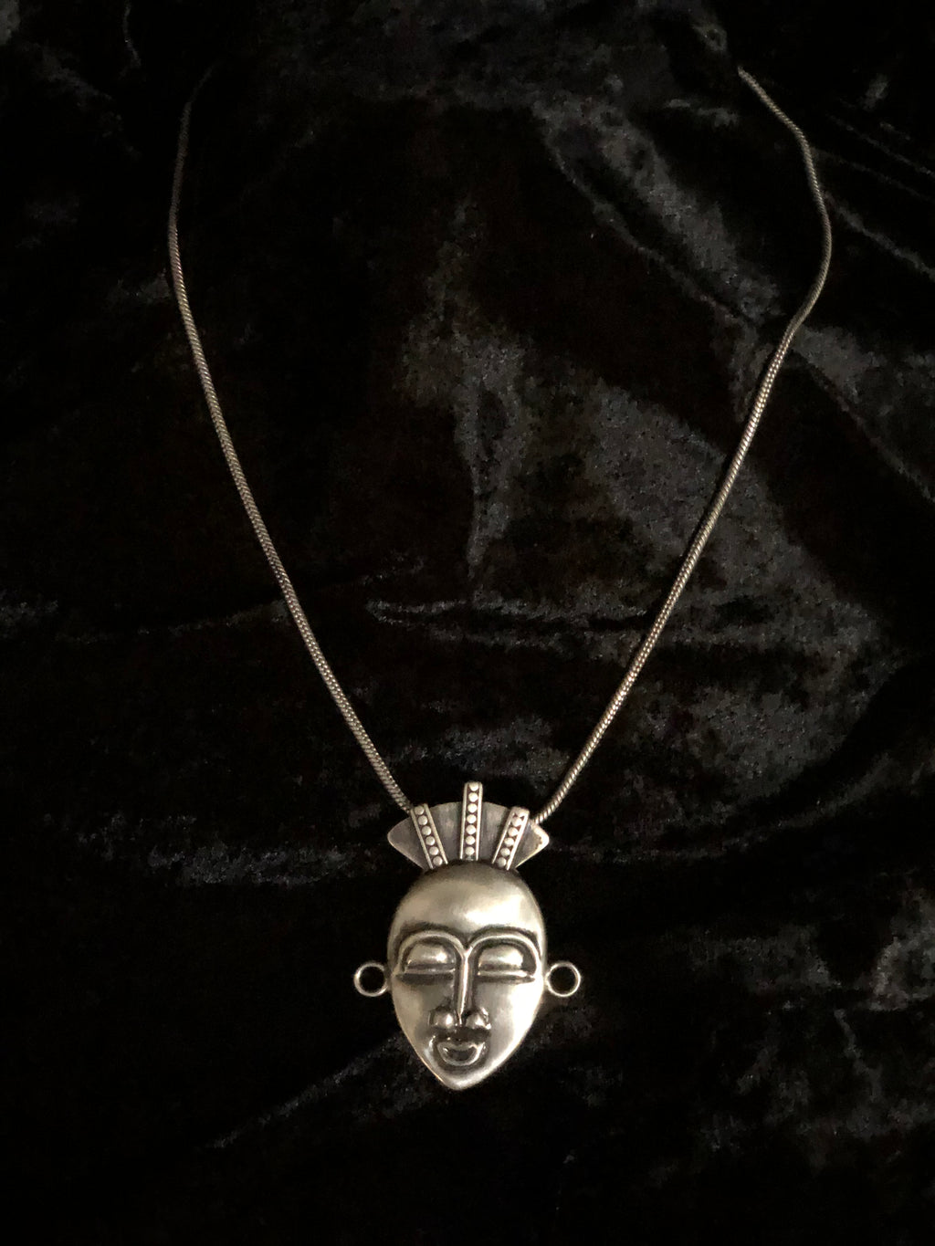 Stunning Silver Repoussè Mask Pendant