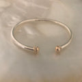 Stunning Open Unisex Bangle Handmade in Solid Silver with Gold Ends