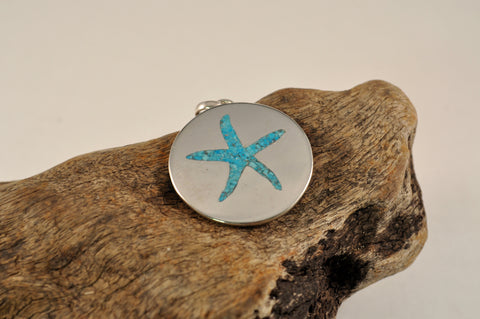 Silver & Turquoise Starfish Seastar Pendant