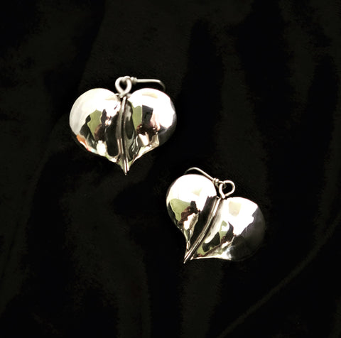Silver Heart Leaf Earings