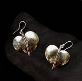 Silver Beaten Heart Leaf Earrings