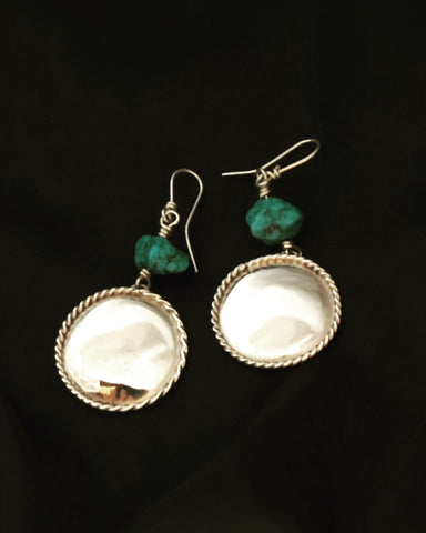 Turquoise & Silver Boho Earrings