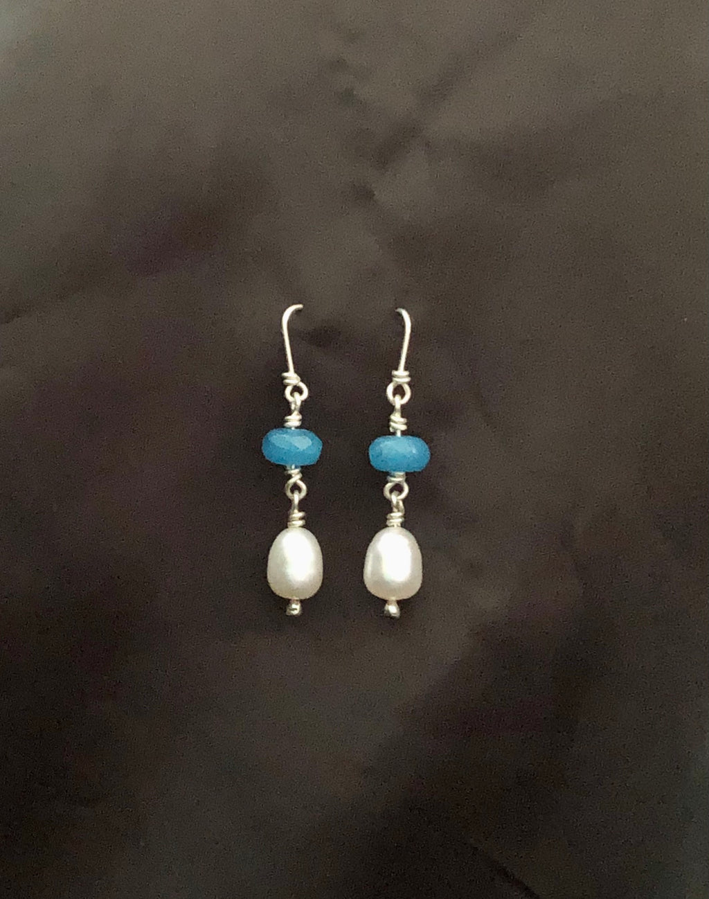 Pearl & Blue Apatite Earrings